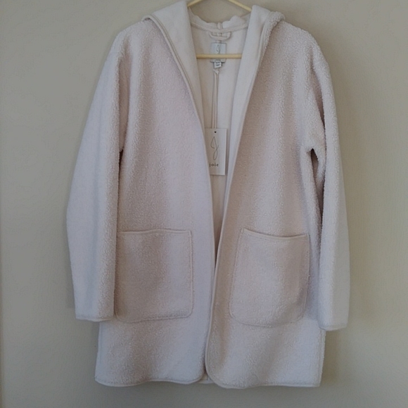 Joie Jackets & Blazers - New Joie Longline Hooded Fleece Cardigan Sweatshirt Jacket Medium